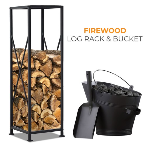Large black firewood log - log, rack