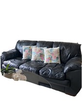 ITALIAN LEATHER SOFA SET: 3 SEATER, 2 SEATER, FOOT STOOL