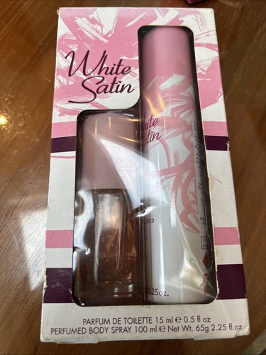 Vintage white satin - white, spray