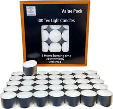 100 Tea Night Lights Candles 8 HOUR LONG BURN Unscented Tealights Nightlight UK