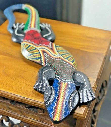 Wooden gecko lizard - 50cm, wall