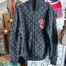Louis Vuitton cotton knit Monogram 22AW jacket L Men's Black&Gray authentic graf