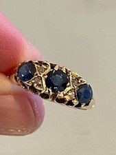 18ct Antique Gold Sapphire & Diamond Ring Hallmarked London 1919