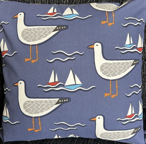 Handmade blue gull cushion - handmade,