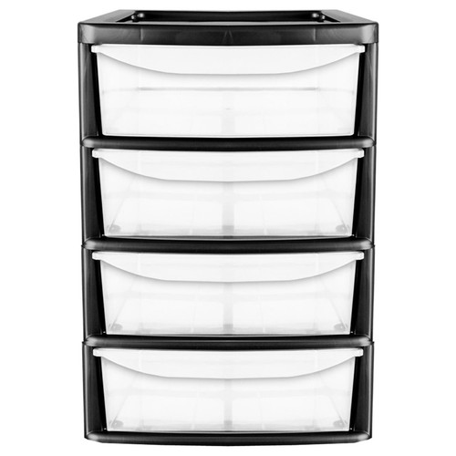 Black plastic drawer storage - black,