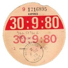 OLD ROAD TAX  DISC 30:9:80 Austin