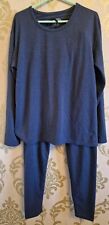 Mens Blue Soft Pyjamas Set Long Sleeve UK Large Round Neck
