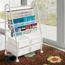Children Kids Sling Bookshelf Toy Storage Boxes Bookcase Organiser Display Stand