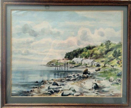 Watercolour shoreside scenery - shoreside,