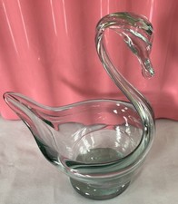 Green Glass Swan Dish Vintage