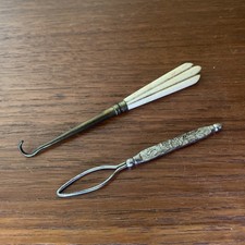 2 x Antique Shoe Button Hooks