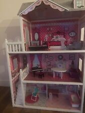 Wooden Kids 3 Storey Doll House With Furniture Accessories Mansion Playhouse Toy