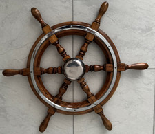 Vintage 20 inch wood and metal ships wheel