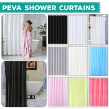 Plain Shower Curtain Mould & Mildew Resistant 180x180cm PEVA Waterproof Curtains