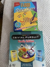 Boardgame Family Game Bundle Taboo Quickdraw & Trivial Pursuit Family Edition