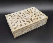 Carved Soapstone Hinged Lid Jewellery Box