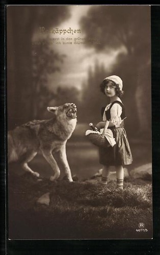 Postcard little red riding - postcard:,