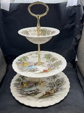 VINTAGE MYOTT LAKESIDE 3 TIER CAKE TEA PARTY SANDWICH PLATE BOWL COTTAGE WARE