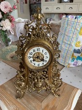French Louis XIV Brass Mantlel Clock with Japy Freres 8 day hour Chime Movement