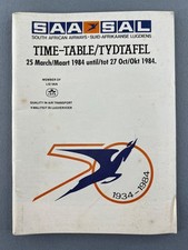 SOUTH AFRICAN AIRWAYS AIRLINE TIMETABLE SUMMER 1984 SAA SAL ROUTE MAP 50 YEARS