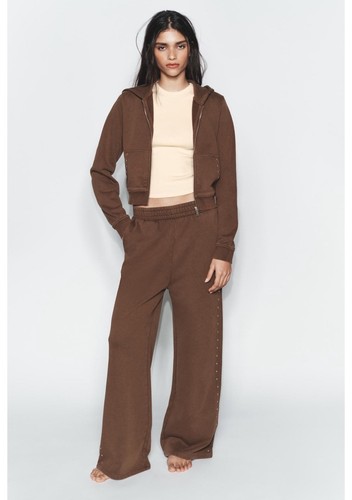 Brown plush studded - studded, hooded