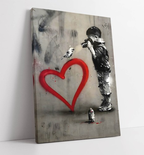 Banksy boy and bird photo - boy,