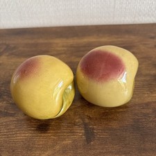Bordallo Pinheiro Peach X 2  Ornament Vintage Ceramic Fruit Made In Portugal