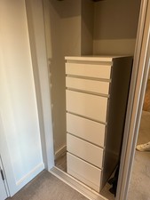 IKEA MALM WHITE TALLBOY CHEST OF 6 DRAWERS WITH MIRROR GOOD CONDITION