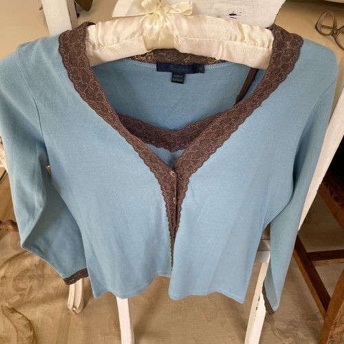 Boden blue cotton - brown, lace