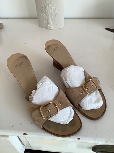 Coach sand beige suede mules - coach,