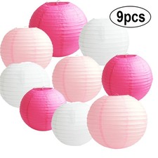 TtS 9/12 PCs Mixed New Round Paper Lanterns Lamp Shade Wedding Birthday Decor