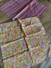 2 x Fabric Squares 17 inch, colourful wax fabric type cotton, finished edges