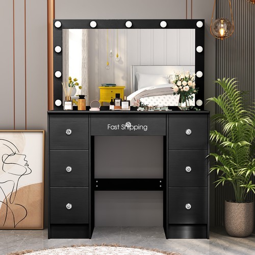 Black dressing table set - black,
