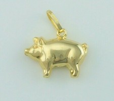 New 9ct Yellow Gold Pig Charm