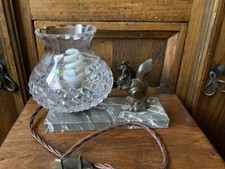 ART DECO 1930s ‘TEDO’ TABLE LAMP MARBLE BASE SPELTER SQUIRREL NOT ORIGINAL SHADE