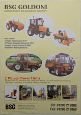 Original BSG Goldoni Tractors & Ground Care Machinery 1 Sheet Brochure, c 1990's