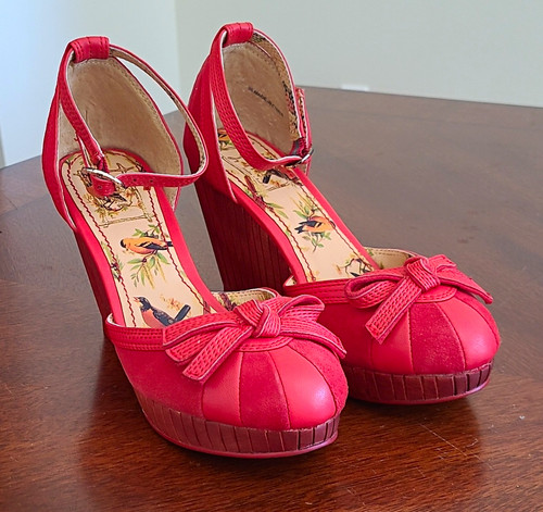Miss fire red wedge heels - miss,