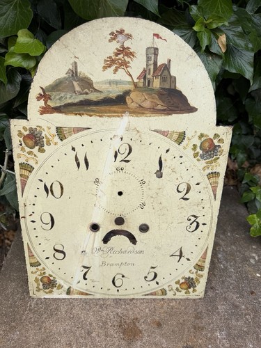 Antique longcase painted clock - longcase,