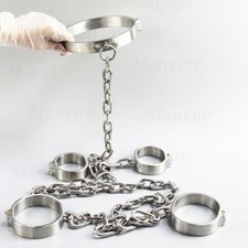 Stainless Steel Handcuffs Ankle Cuffs Manacles&Leg-irons Bondage Kit Slave BDSM
