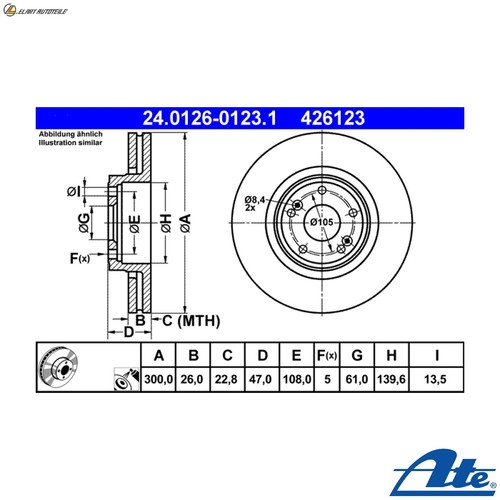 Brake discs 0126 0123 - 2x, 24.0126-0123.1