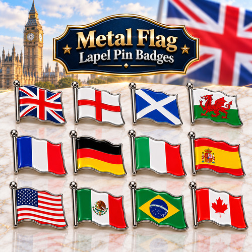 Metal flag lapel - metal, all