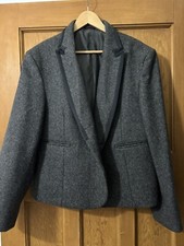 SCHOOL BLAZER GIRLS TWO BUTTONS SHOULDER PADS GREY WOOL 44" MADE IN ENGLAND