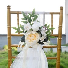 2-Pack Fake Rose Flower Arrangement Light Blue Pew Decor For Wedding