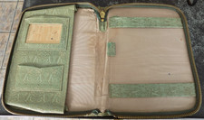 Vintage Writing Case In Green leather   6.5 inches by 8 Inches 1950's
