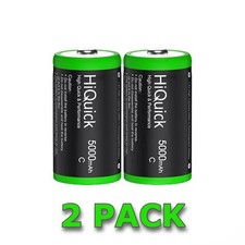 2x HiQuick 5000mAh Ni-MH C Size Cell Rechargeable Batteries High Capacity 1.2V