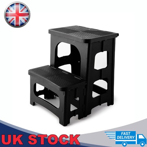Black folding step stool - 2-step,