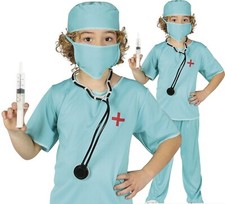 Boys Girls Kids Childrens Doctor Surgeon Green Scrubs Fancy Dress Costume 3-12