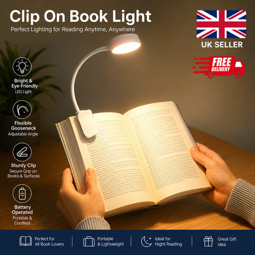 Book light led clip - book,