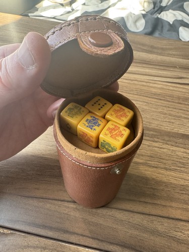 Vintage leather dice cup - vintage,
