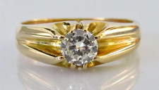 Gold Diamond Ring - Vintage 18ct Yellow Gold Diamond Gypsy Ring Size O 1/2